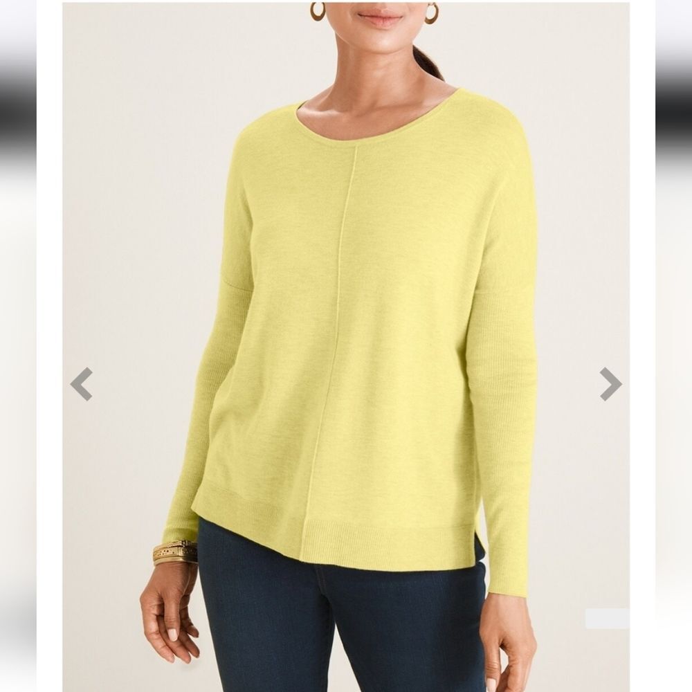 Chicos Cashmere Blend Center Seam Crewneck Pullover Sweater 0 Small